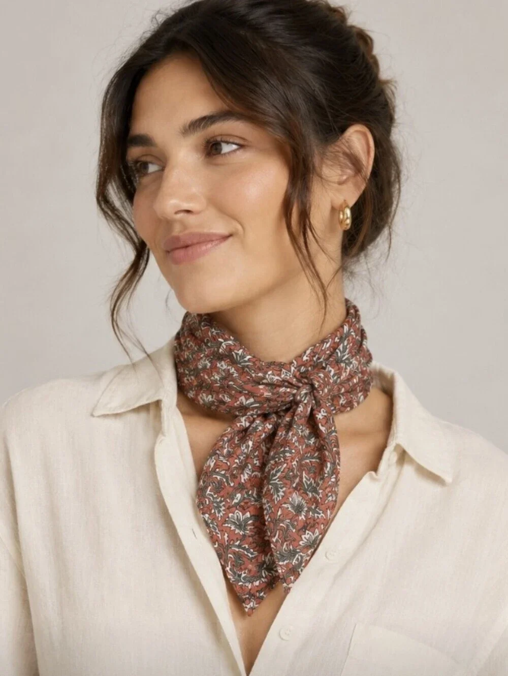 Sezane Scarf Pink Vine Print